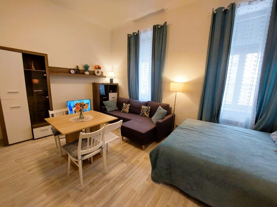 Bed, TV and multimedia, Living room, Photo of the whole room, Seating area, Dining area, Bedroom