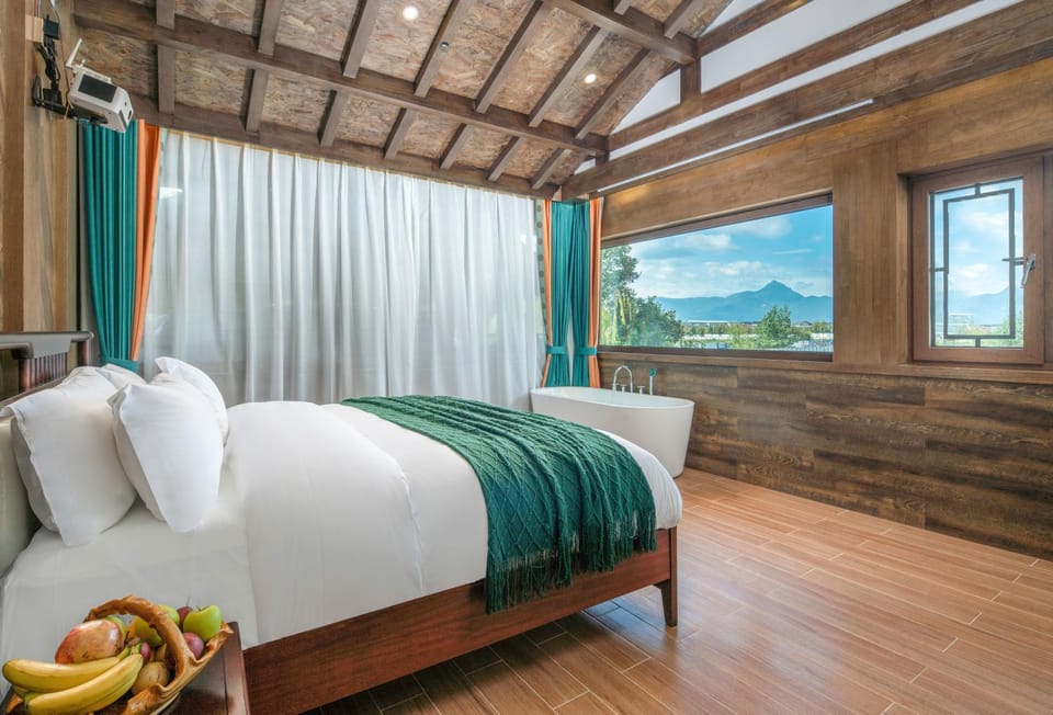 Bed, Bedroom, Mountain view
