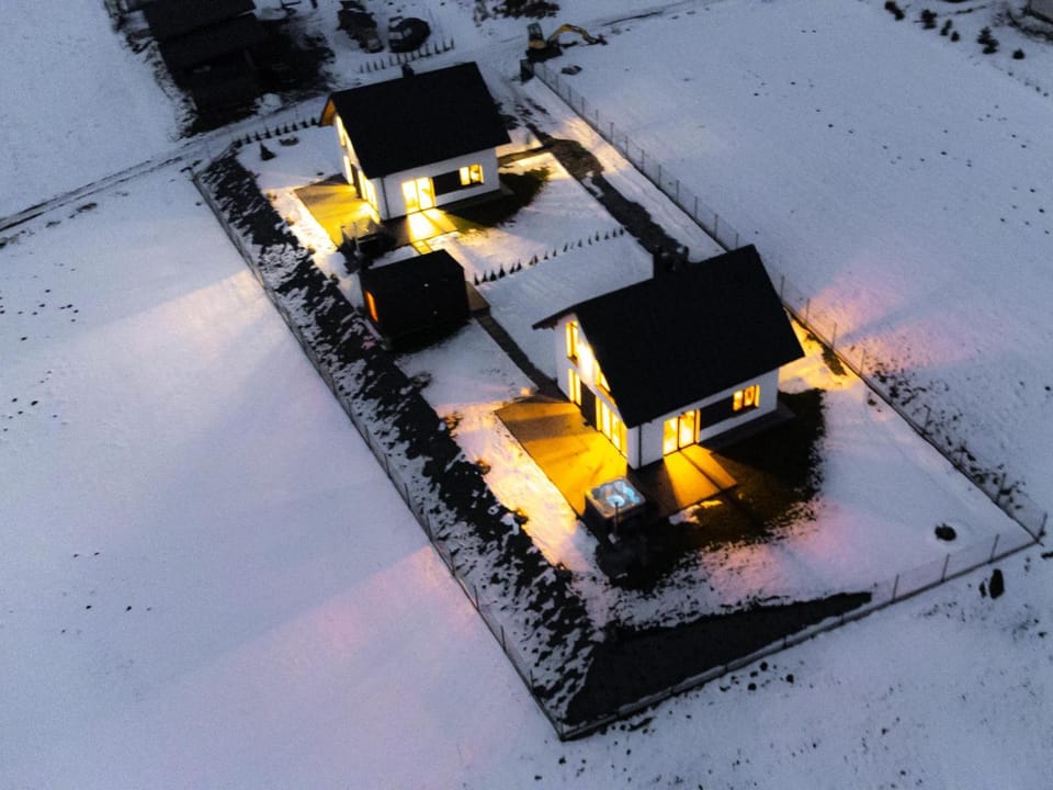 Property building, Winter, Garden
