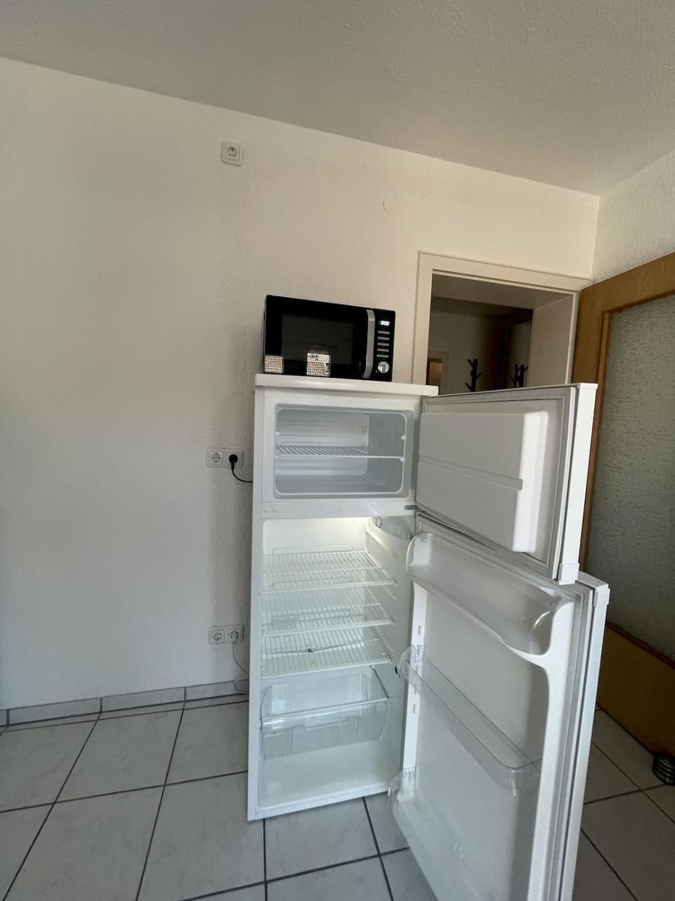 Kitchen or kitchenette, microwave