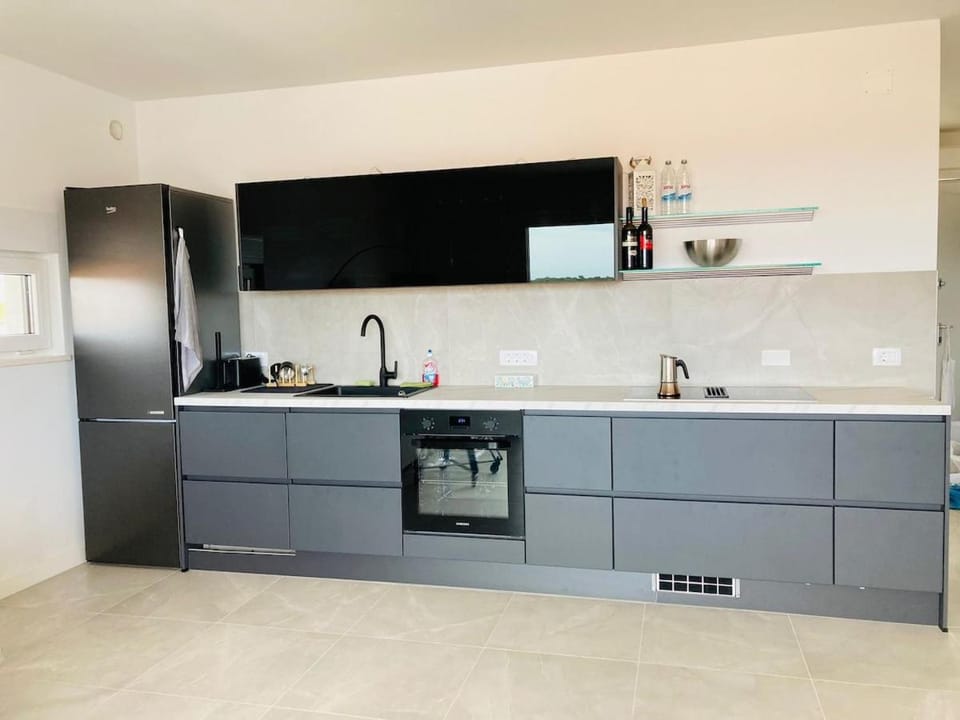 Kitchen or kitchenette, dishwasher, stove