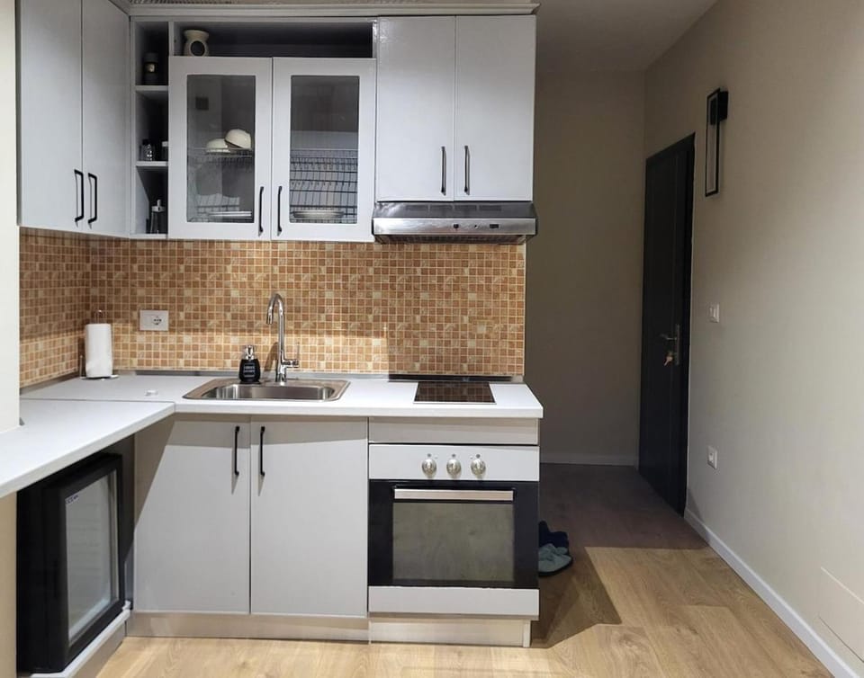 Kitchen or kitchenette, oven