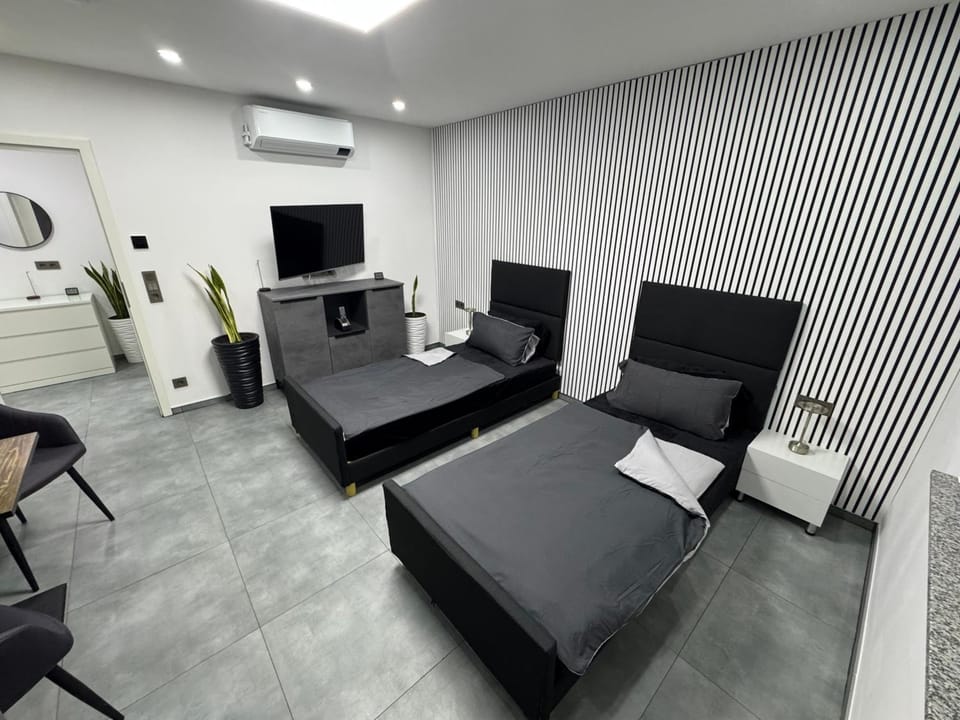 Communal lounge/ TV room, Bed, TV and multimedia, Photo of the whole room, Seating area, Bedroom, air conditioner