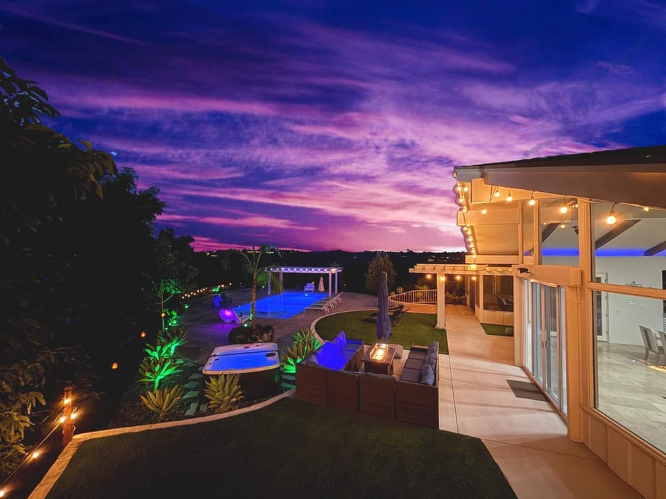 Patio, Night, Pool view, Swimming pool