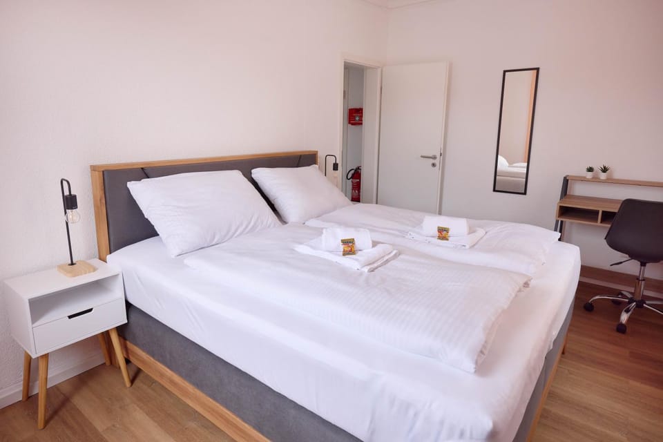 Bed, Photo of the whole room, Bedroom, towels, wardrobe