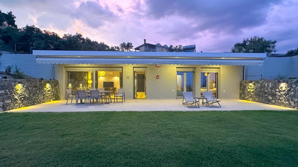 Property building, Patio, Night, Garden, Inner courtyard view, sunbed