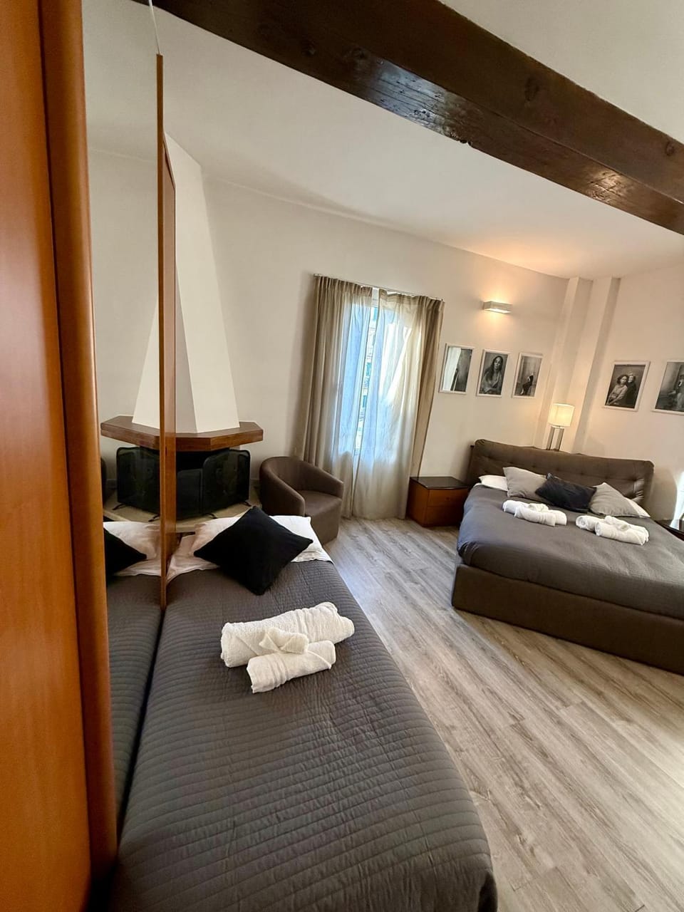 Bed, Photo of the whole room, Bedroom, towels, wardrobe