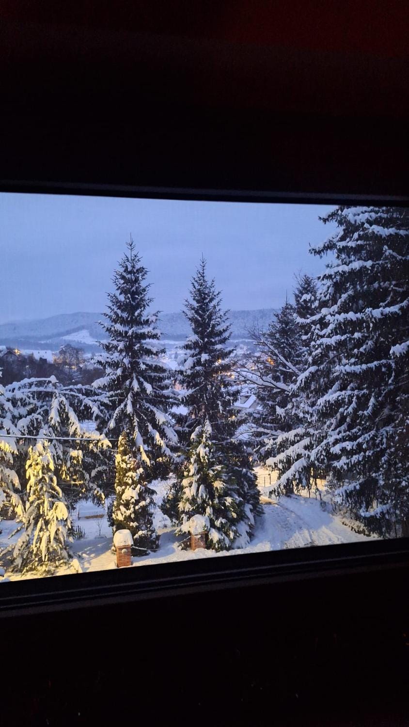 Night, Natural landscape, Winter, Mountain view