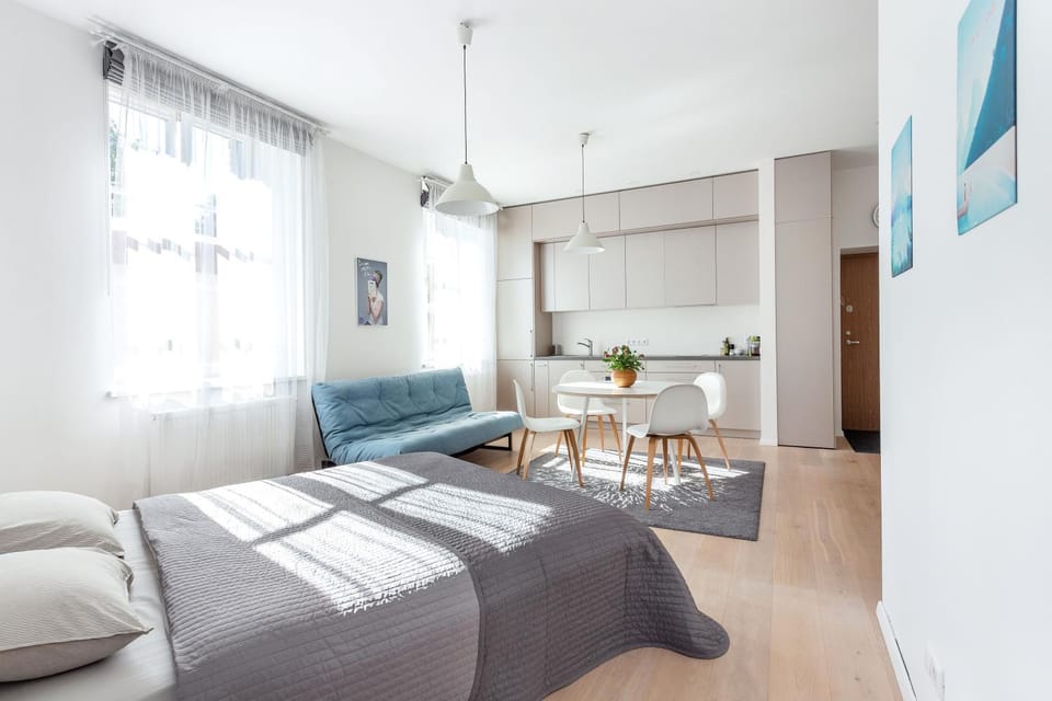 Bed, Kitchen or kitchenette, Living room, Photo of the whole room