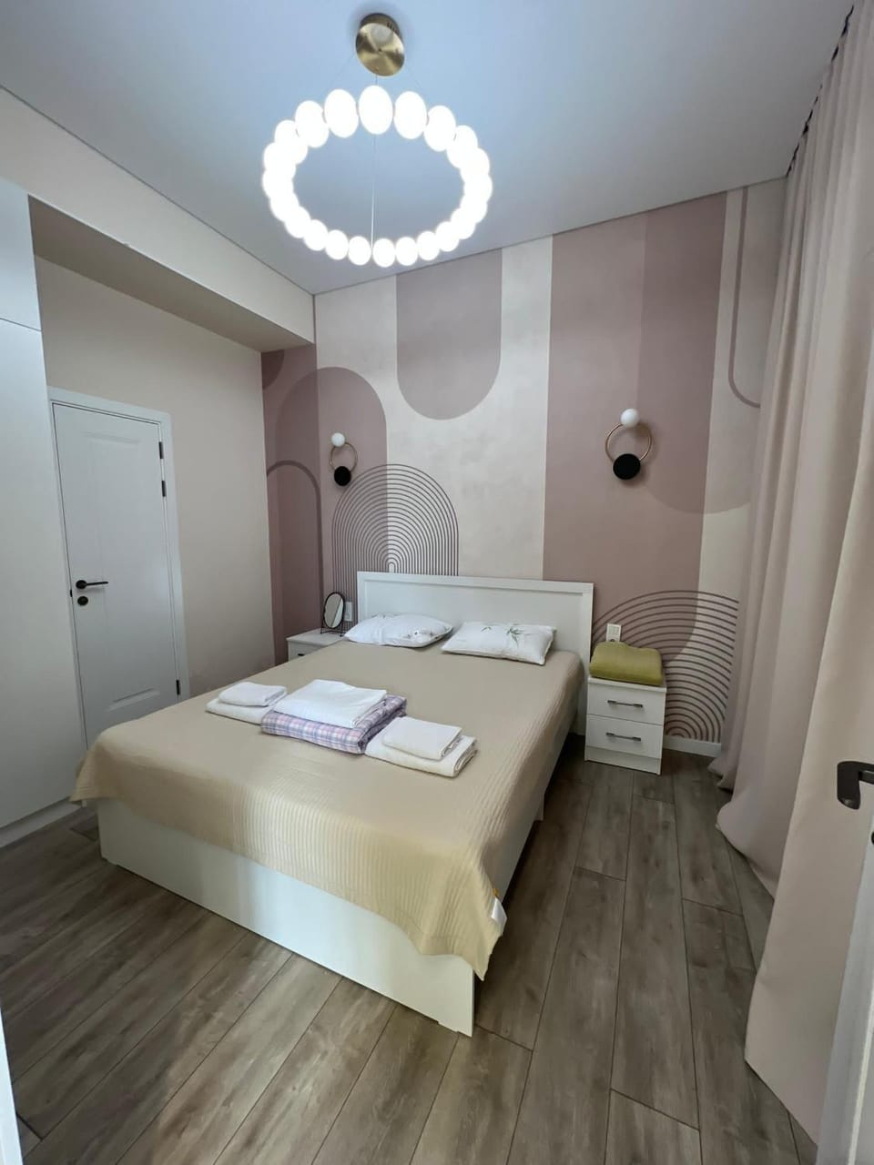 Bed, Photo of the whole room, Bedroom, towels, wardrobe