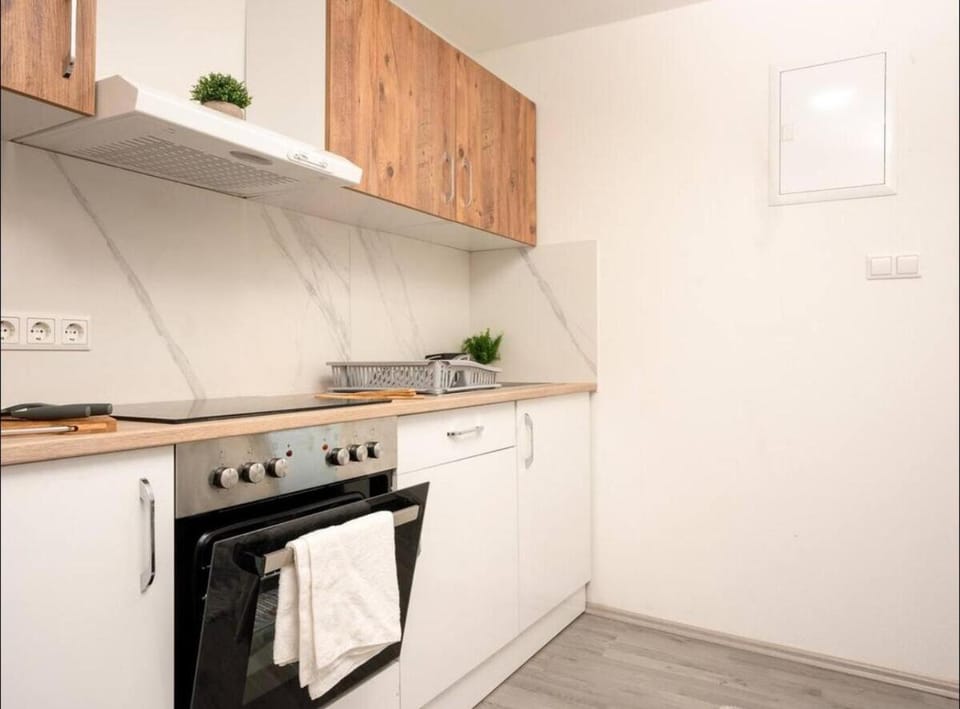 Kitchen or kitchenette, stove