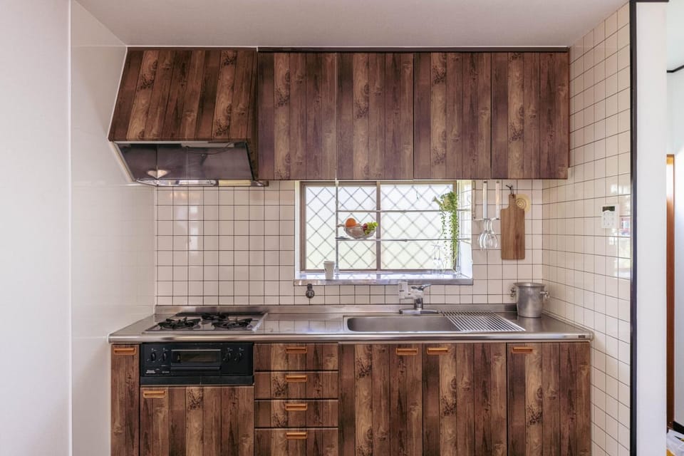 Kitchen or kitchenette, stove