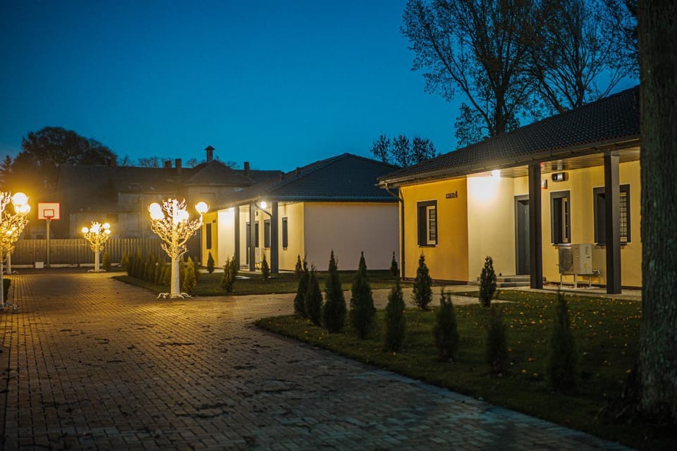 Property building, Night, Garden