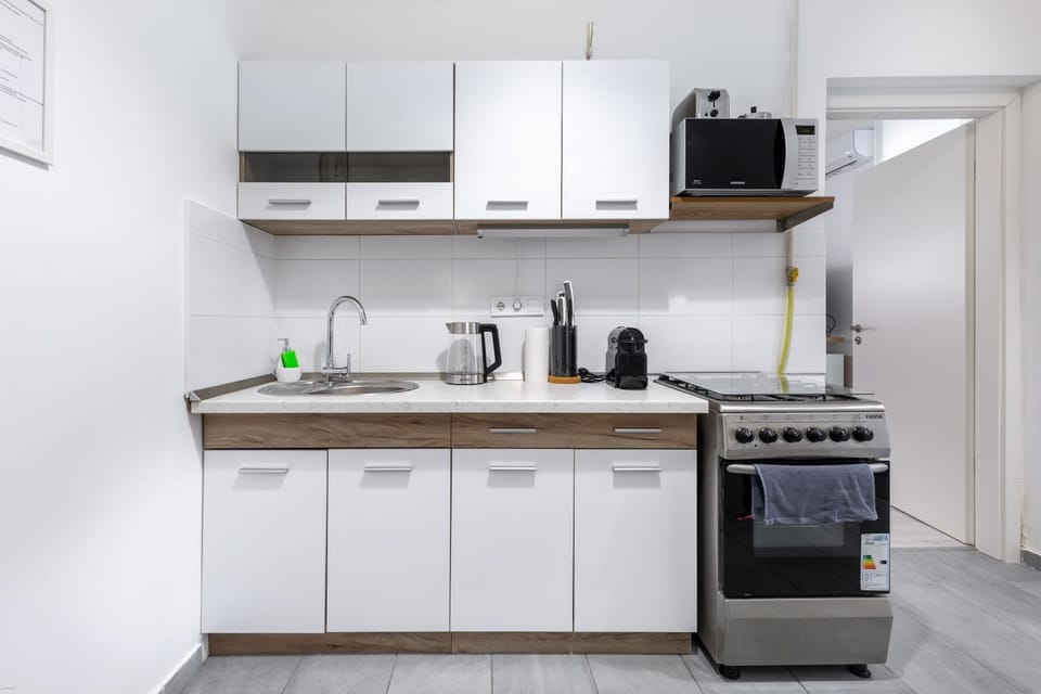 Kitchen or kitchenette, oven, stove, toaster