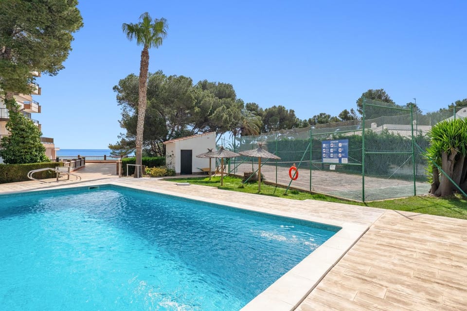 Property building, Living room, Swimming pool