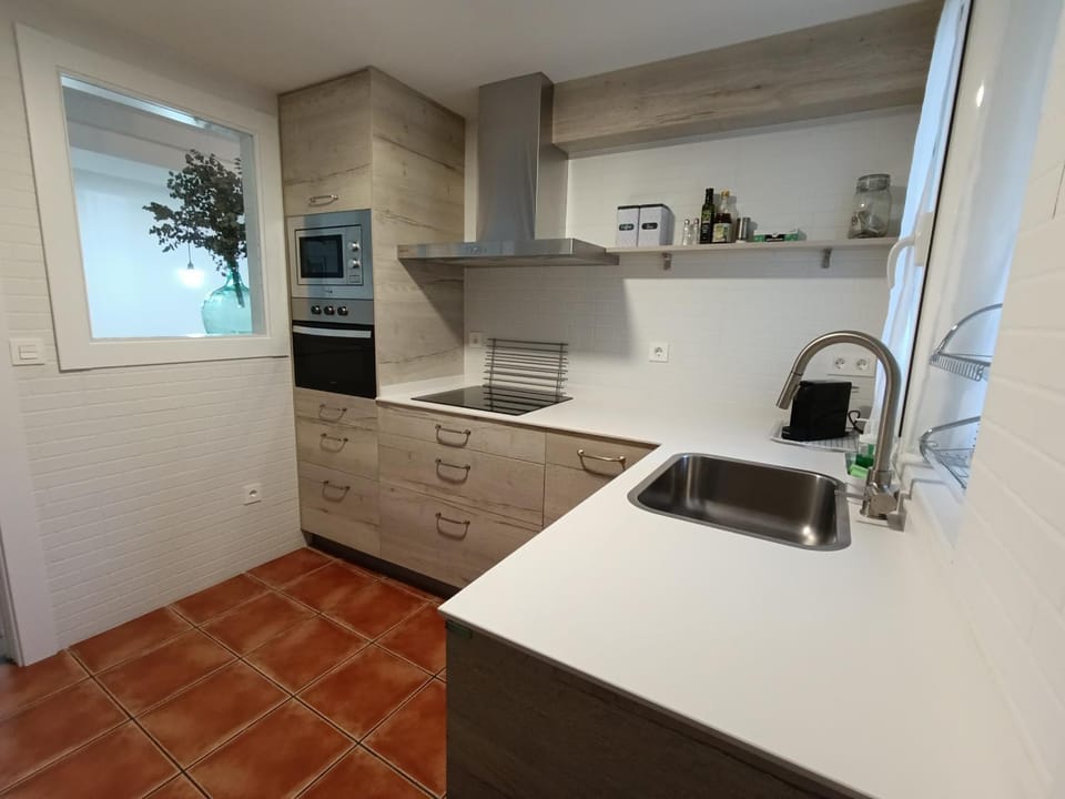 Kitchen or kitchenette, stove