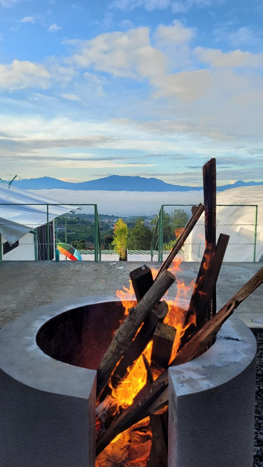 Natural landscape, Mountain view, fireplace
