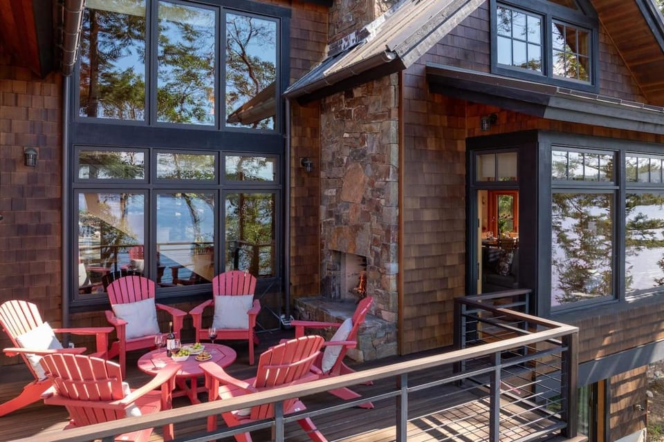 Balcony/Terrace, Seating area, Sea view, fireplace