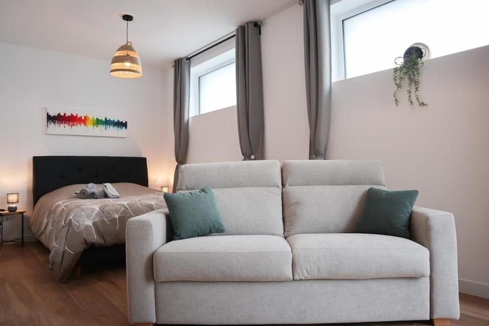 Bed, Living room, Photo of the whole room, Seating area, Bedroom