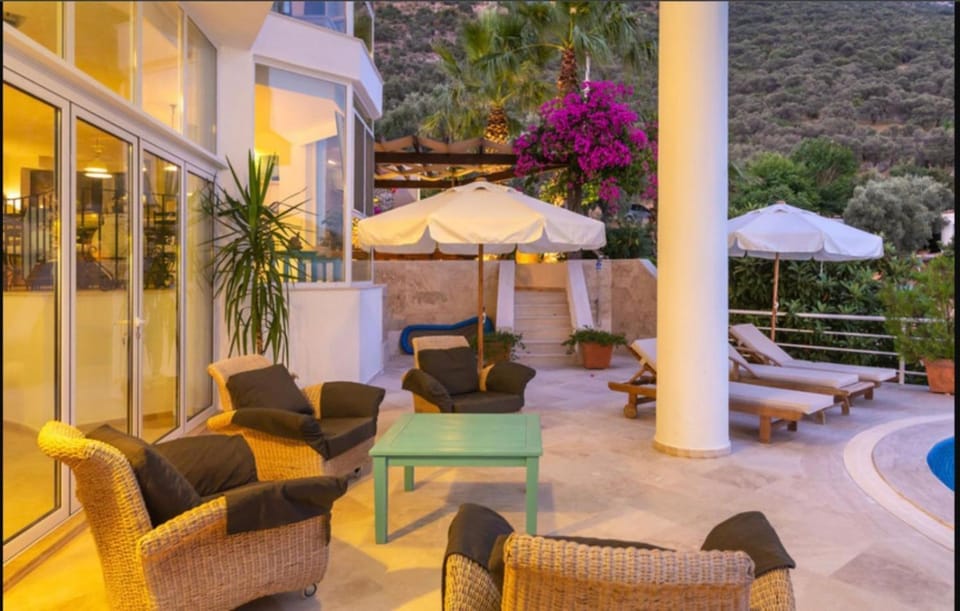 Patio, Natural landscape, Seating area, Mountain view, sunbed