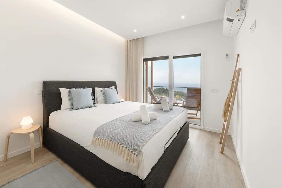Bed, Natural landscape, Bedroom, towels, air conditioner