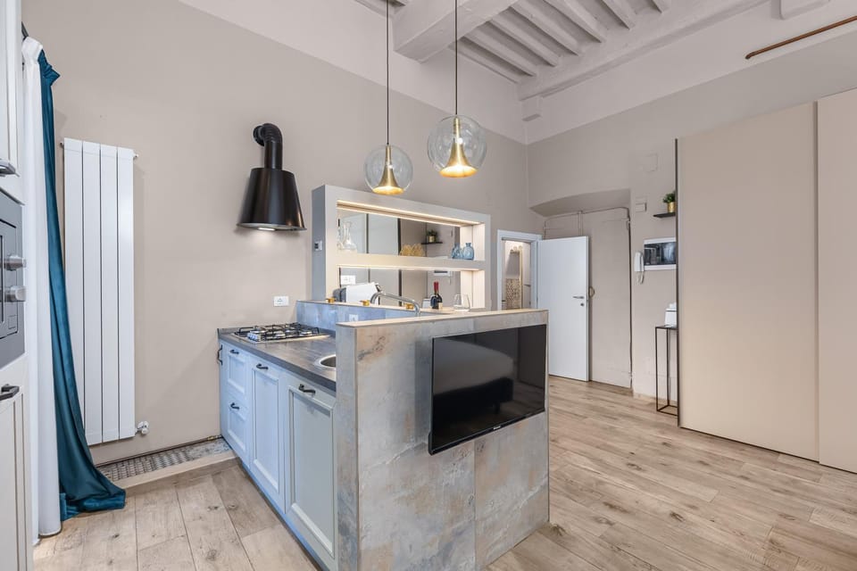 Kitchen or kitchenette, stove
