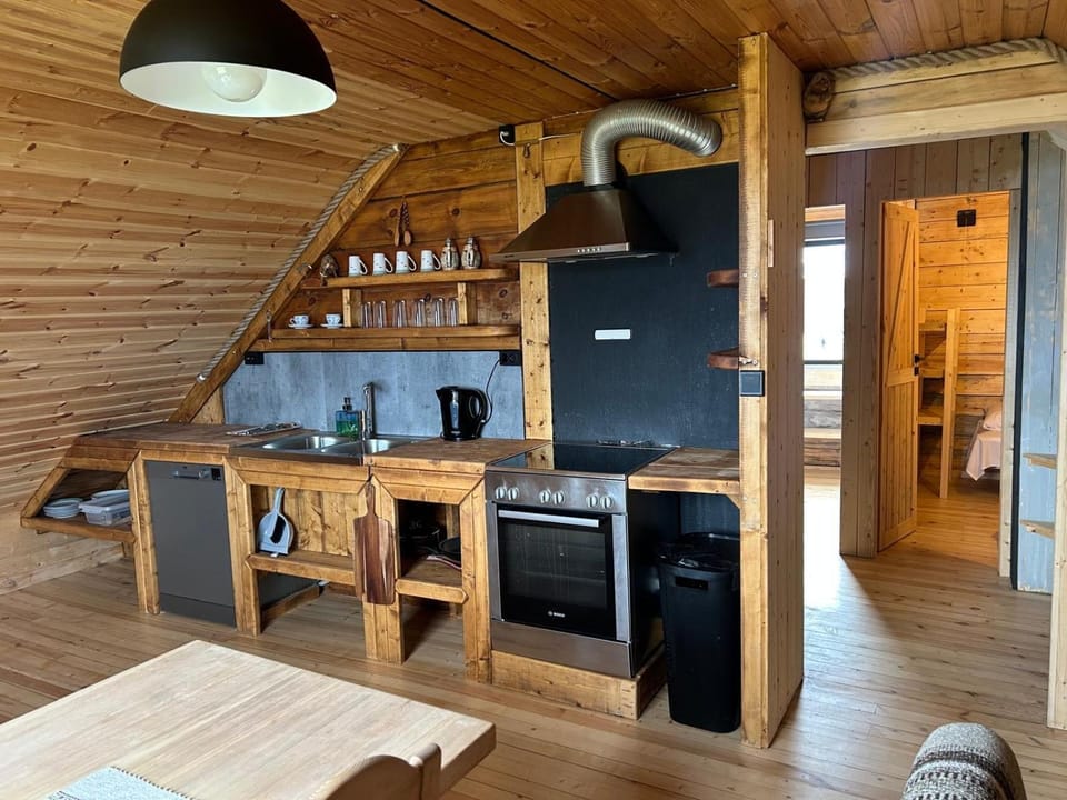 Kitchen or kitchenette, oven