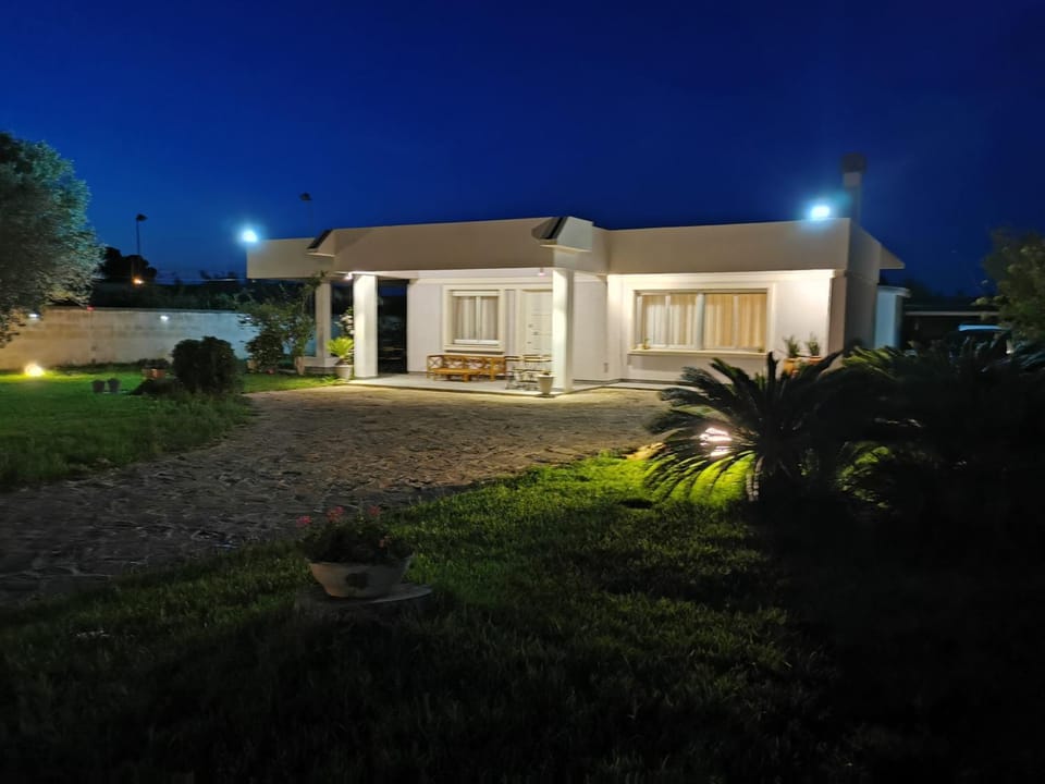 Property building, Night, Garden, Garden view
