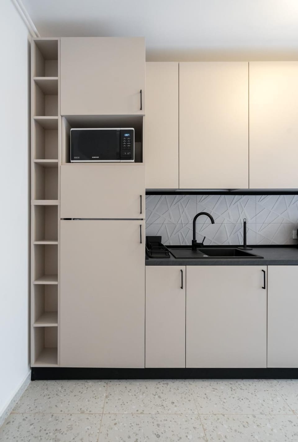 Kitchen or kitchenette, stove