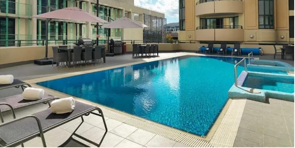 Property building, Pool view, sunbed