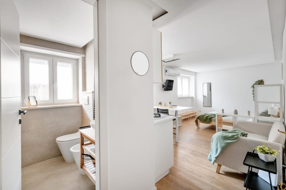 Bed, Bathroom, Kitchen or kitchenette