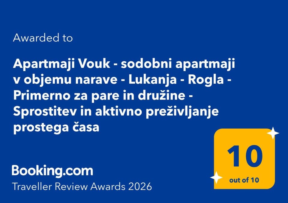 Apartmaji Vouk - sodobni apartmaji v objemu narave - Lukanja - Rogla - Primerno za pare in družine - Sprostitev in aktivno preživljanje prostega časa Apartment hotel in Slovenia