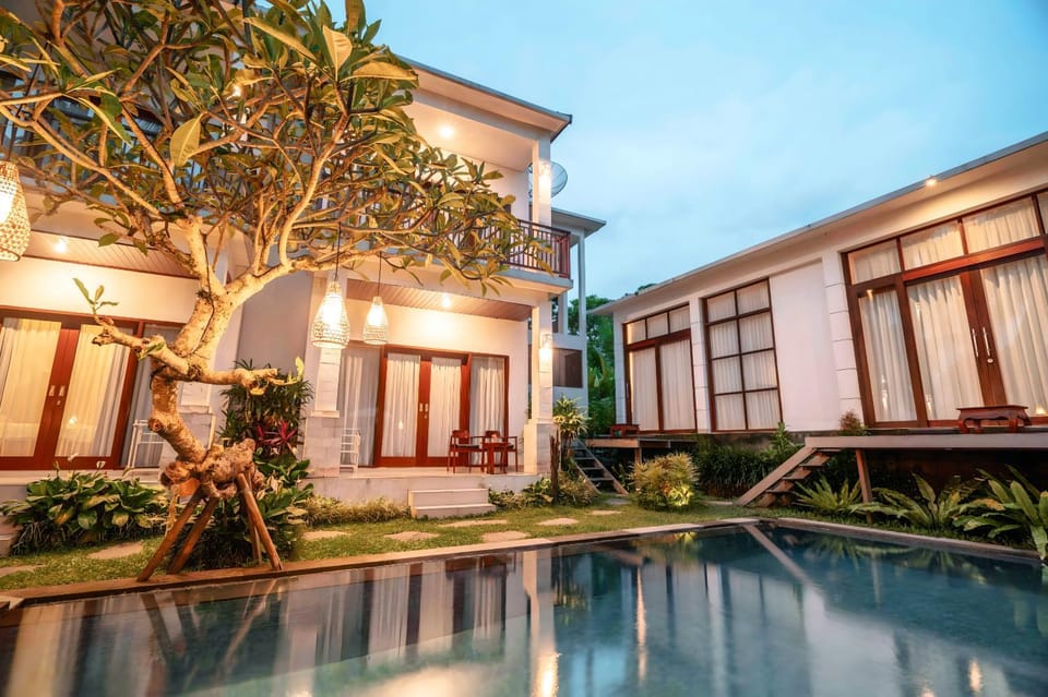 Property building, Patio, Day, Garden, Garden view, Pool view, Swimming pool