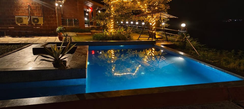Night, Pool view, Swimming pool