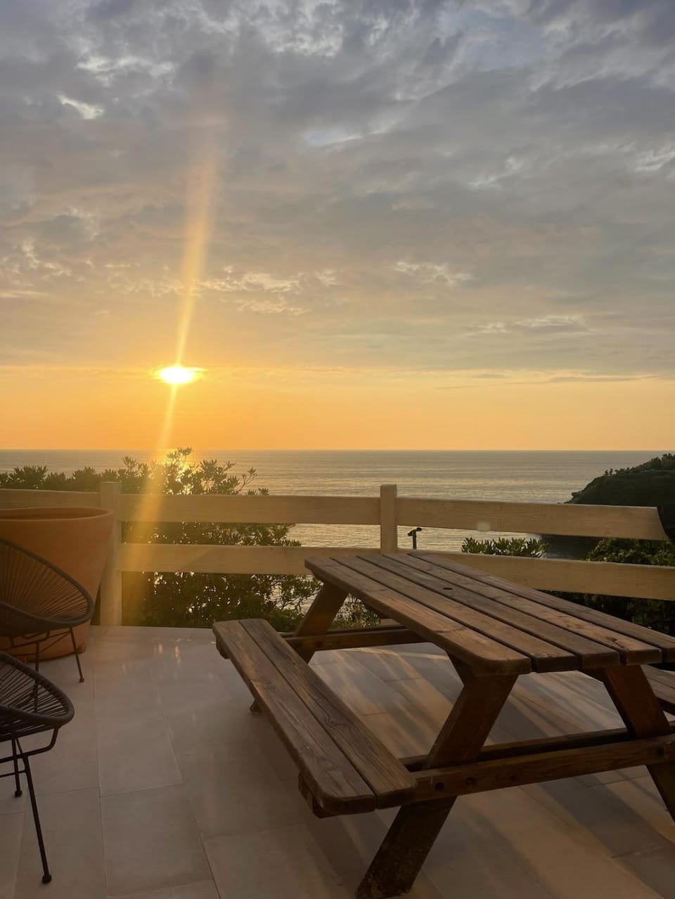 Patio, Natural landscape, View (from property/room), Sea view, Sunrise, Sunset