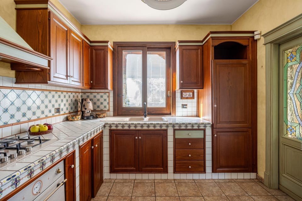 Kitchen or kitchenette, stove