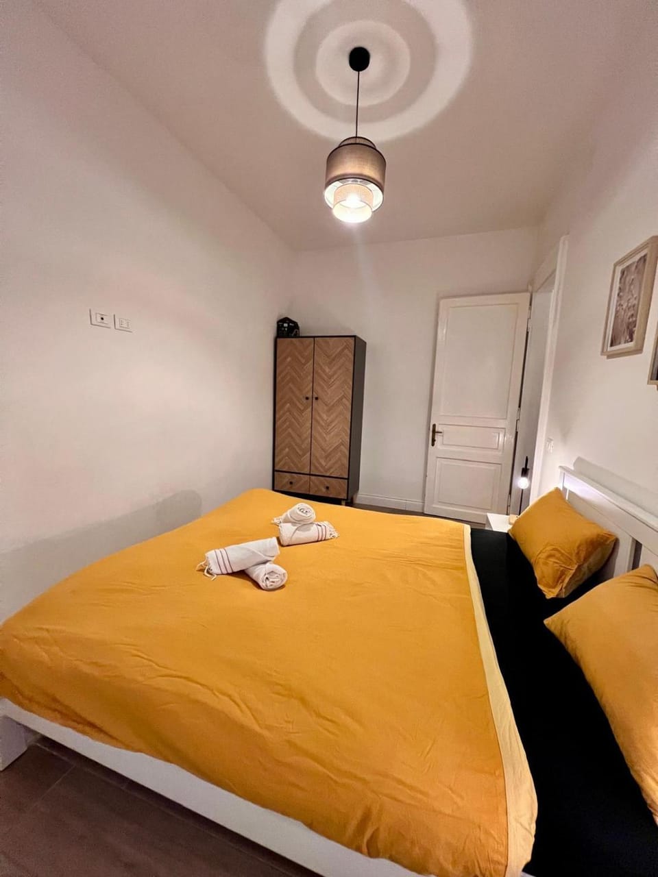 Bed, Photo of the whole room, Bedroom, towels, wardrobe