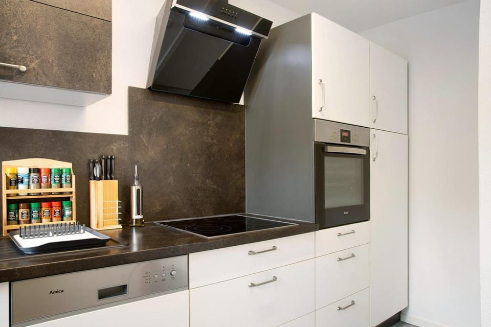 Kitchen or kitchenette, oven, stove