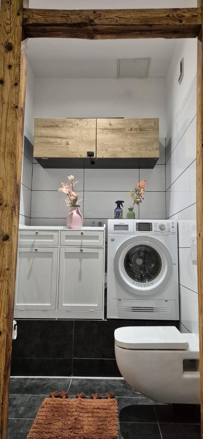 Toilet, Bathroom, laundry, washing machine, dryer