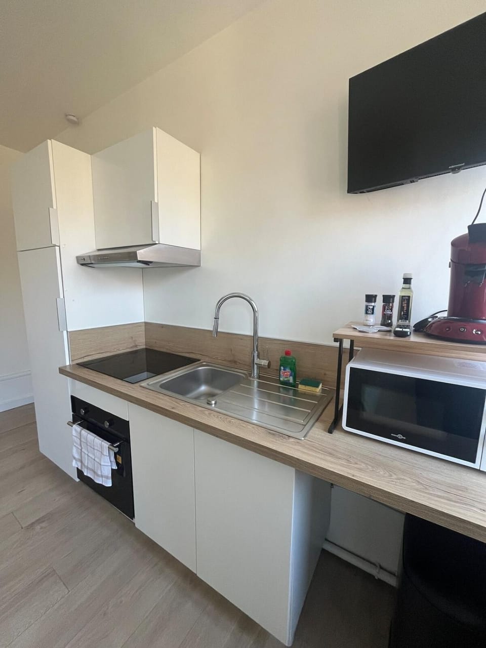 Kitchen or kitchenette, oven, stove, toaster