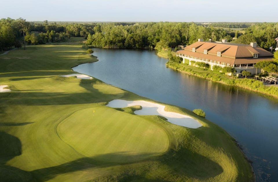 Day, Natural landscape, Bird's eye view, Golfcourse, Lake view
