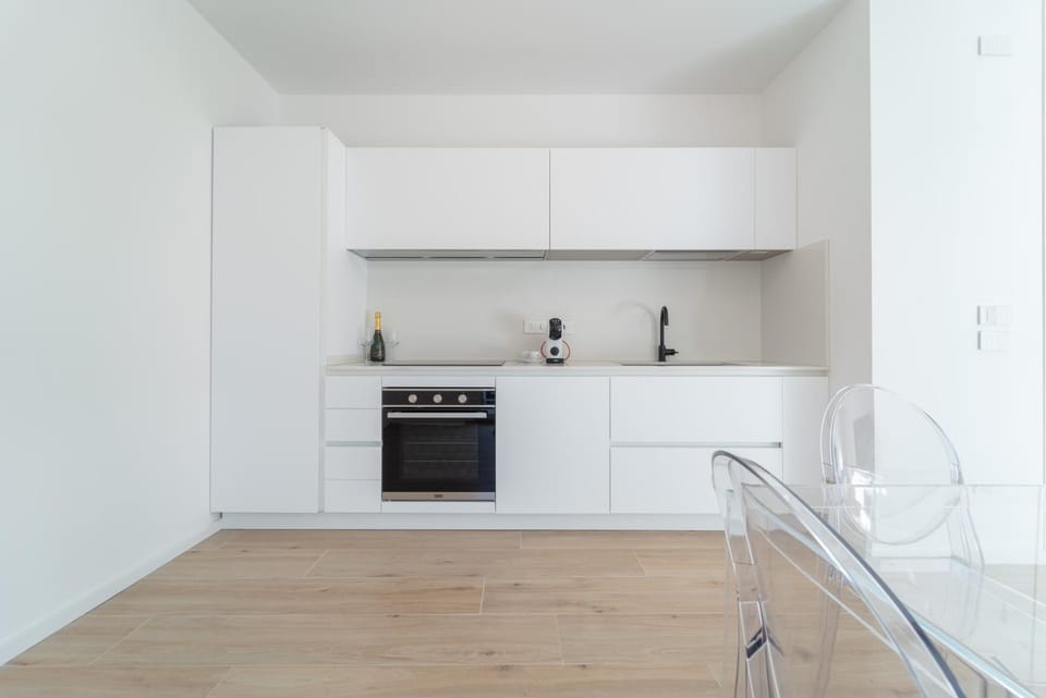 Kitchen or kitchenette, stove