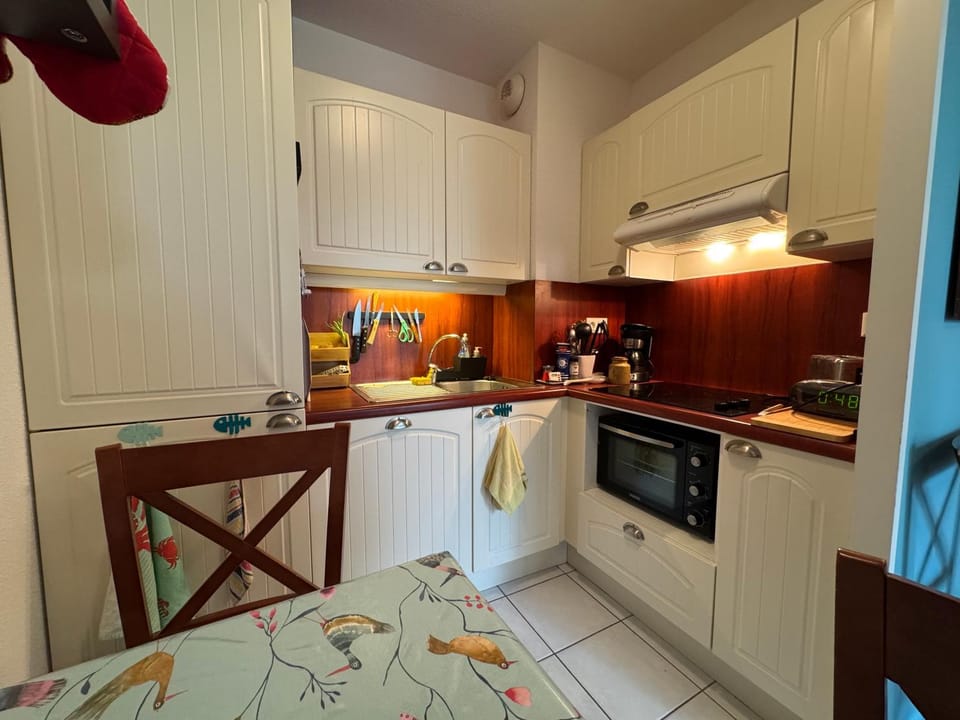 Kitchen or kitchenette, oven