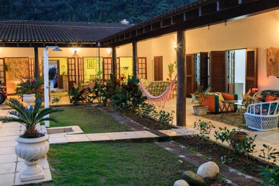 Property building, Patio, Night, Garden, Garden view