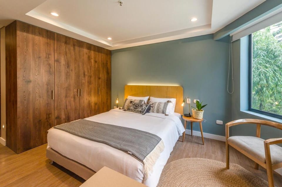 Bed, Photo of the whole room, Bedroom, Garden view, wardrobe