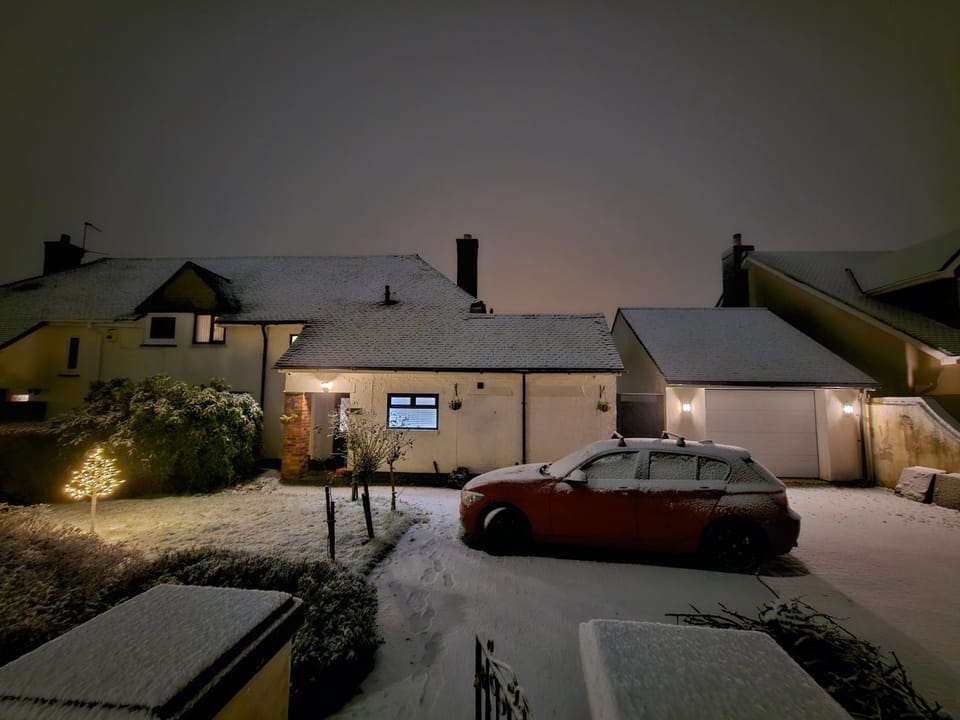 Property building, Night, Winter, Parking