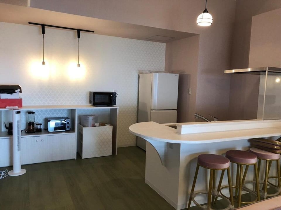 Kitchen or kitchenette, stove, toaster