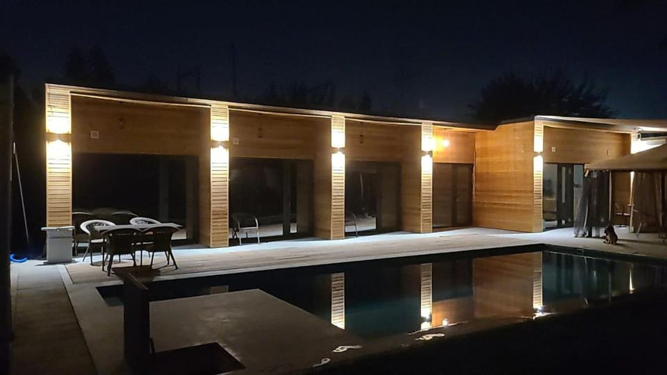 Night, Pool view, Swimming pool