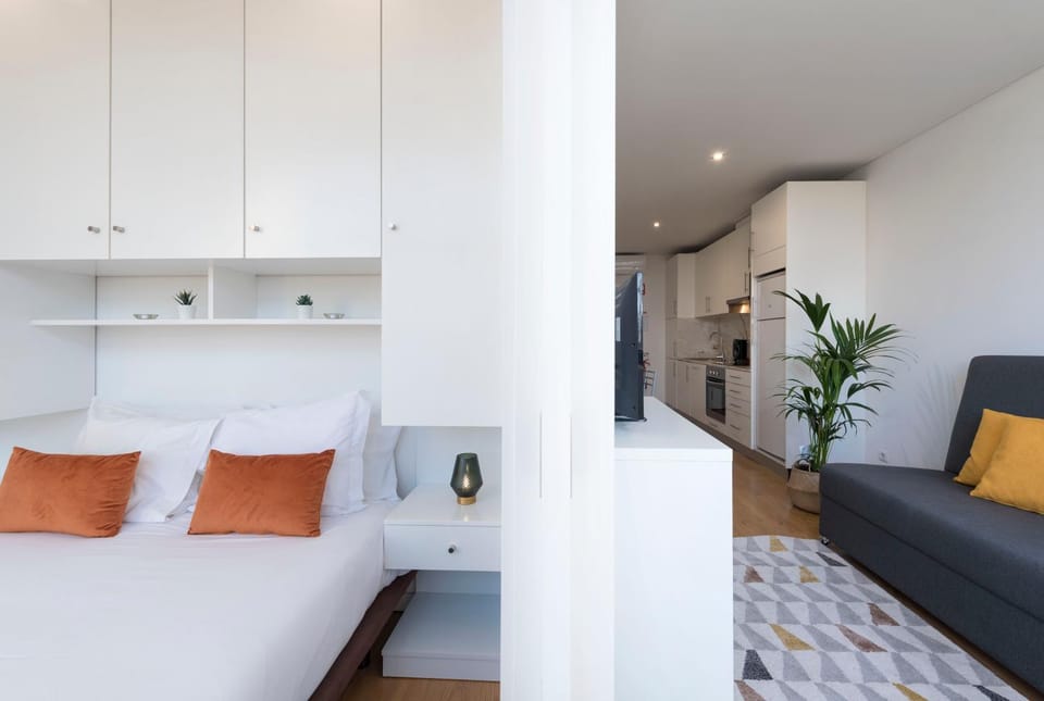 Bed, Living room, Bedroom
