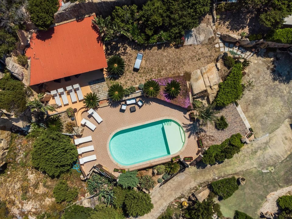 Property building, Day, Natural landscape, Bird's eye view, Garden, Garden view, Pool view, Swimming pool, sunbed